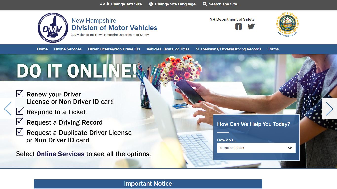 Welcome to the New Hampshire Division of Motor Vehicles
