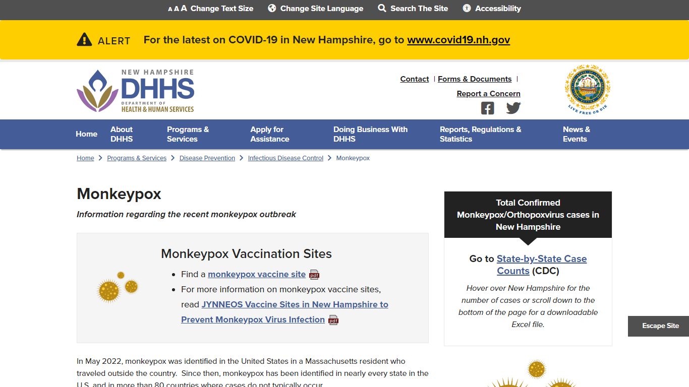 Monkeypox | New Hampshire Department of Health and Human Services